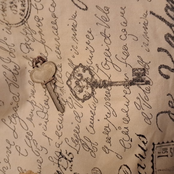 Keys to Paris * Reversible Canvas Tote Cream Birdhouse Interior W/ Pocket BG220 - Picture 2 of 8